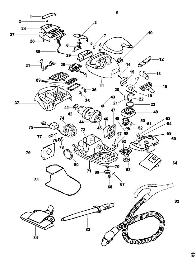Black & Decker VM700 Type 1 Vacuum Cleaner Spare Parts VM700