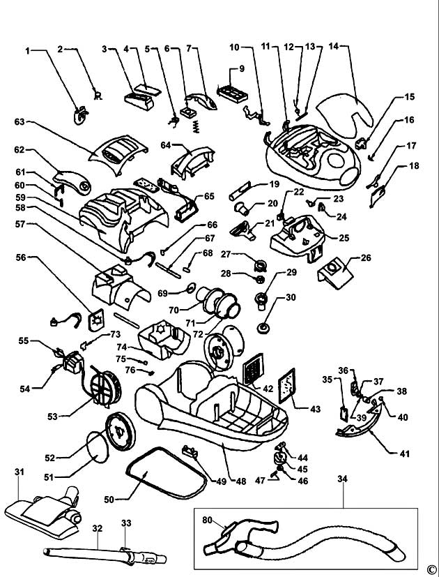 Black & Decker VM800 Type 1 Vacuum Cleaner Spare Parts VM800