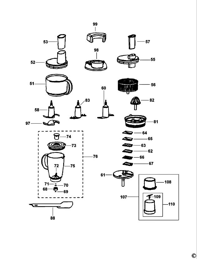 Black & Decker FX750 Type 1 Food Processor Spare Parts FX750