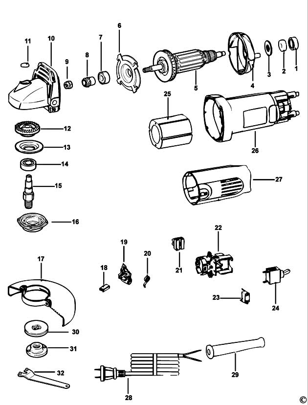 DeWalt DW800 Type 1 Angle Grinder Spare Parts DW800
