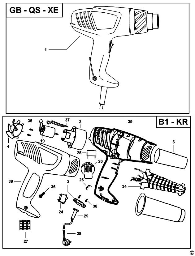 Black & Decker CD701 Type 1 Heatgun Spare Parts CD701