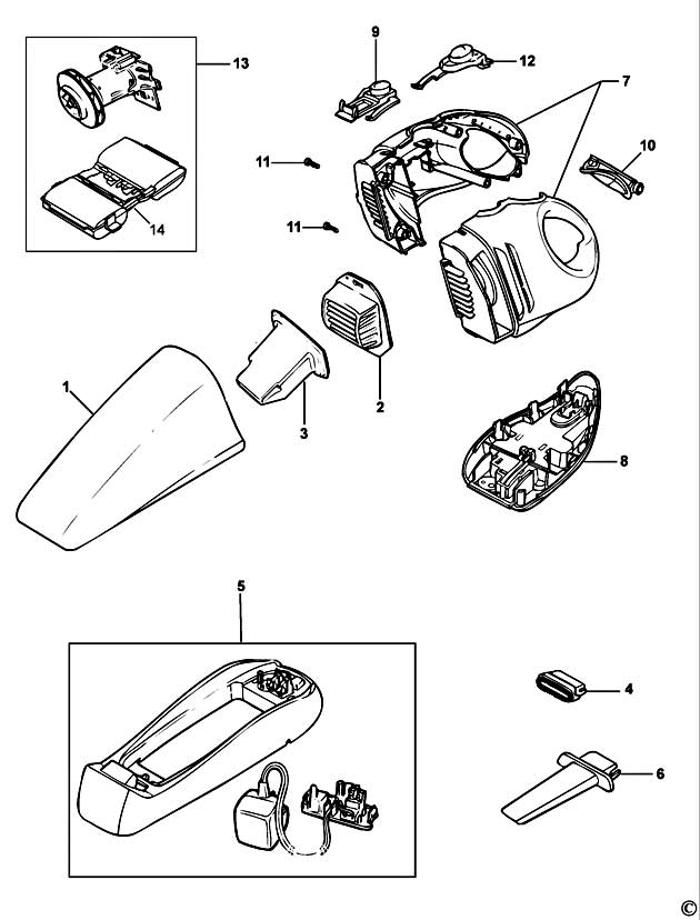 Black & Decker WV6015 Type H1 Dustbuster Spare Parts WV6015
