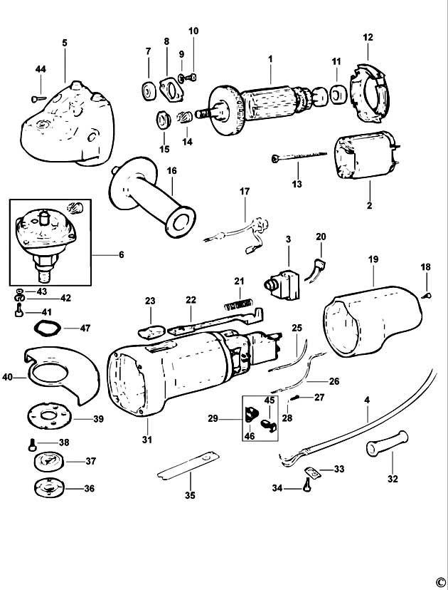 Black & Decker KG915 Type 1 - B5 Small Angle Grinder Spare Parts KG915