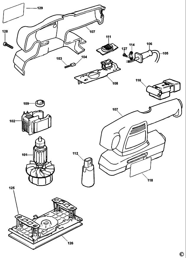 Black & Decker FA002 Type 1 Orbital Sander Spare Parts FA002