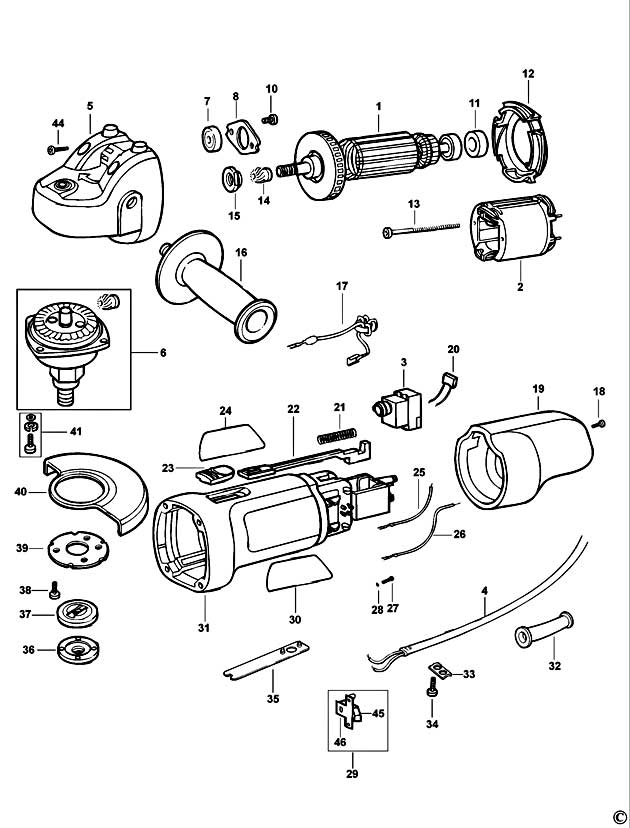 Black & Decker FG005 Type 1 Angle Grinder Spare Parts FG005