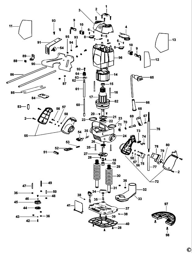 Black & Decker KW900E Type 1 Router Spare Parts KW900E