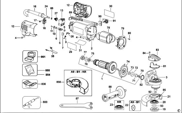 DeWalt D28111 Type 1 Small Angle Grinder Spare Parts D28111