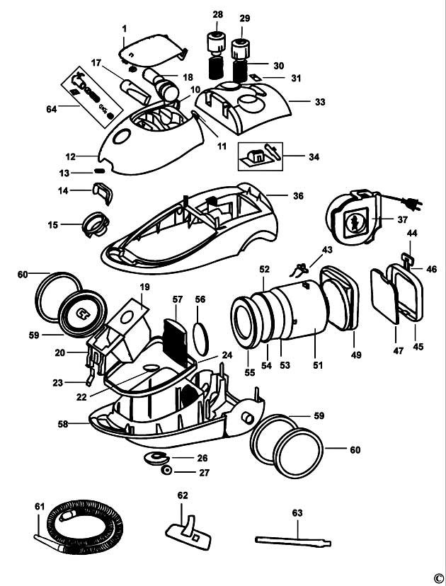 Black & Decker VM610 Type 1 Vacuum Cleaner Spare Parts VM610