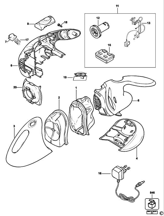 Black & Decker V2403 Type H1 Dustbuster Spare Parts V2403