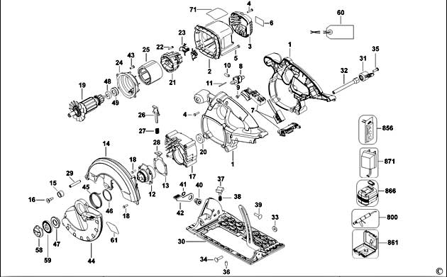 DeWalt DC300K Type 1 Cordless Circular Saw Spare Parts DC300K