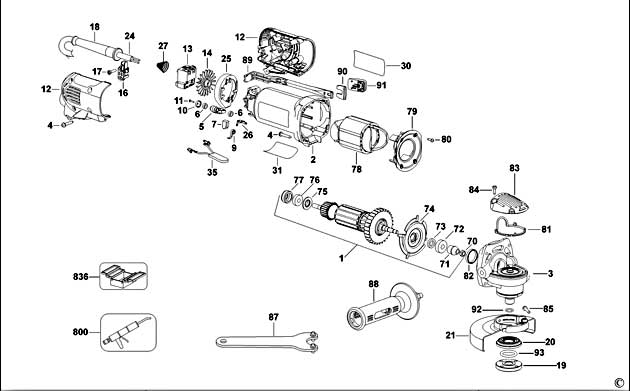 DeWalt D28130 Type 1 Small Angle Grinder Spare Parts D28130