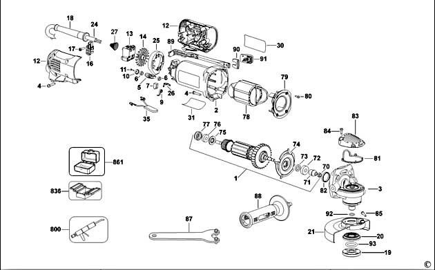 DeWalt D28113 Type 2 Small Angle Grinder Spare Parts D28113