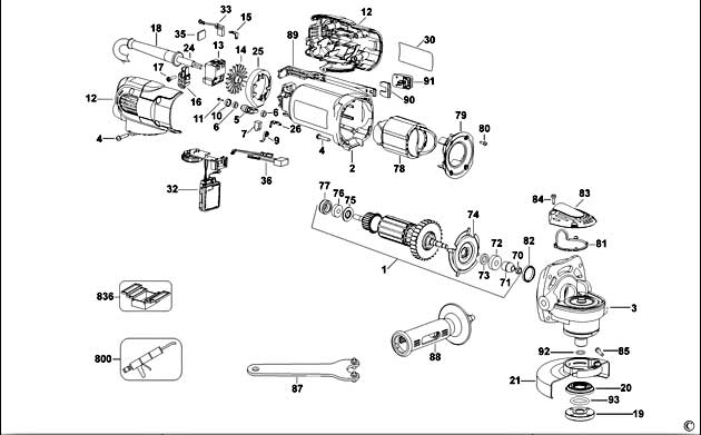 DeWalt D28116 Type 1 Small Angle Grinder Spare Parts D28116