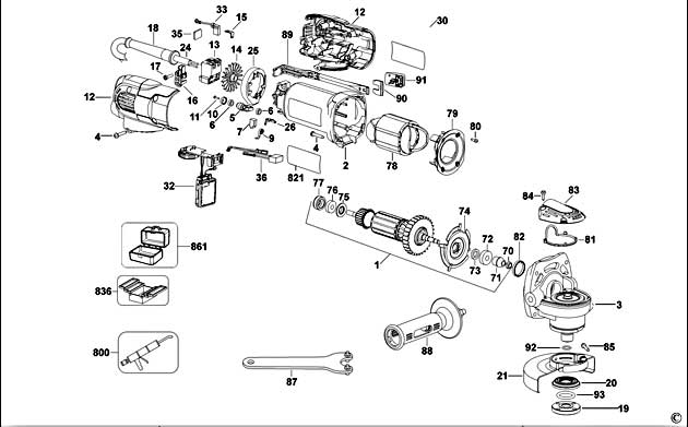 DeWalt D28136 Type 1 Small Angle Grinder Spare Parts D28136