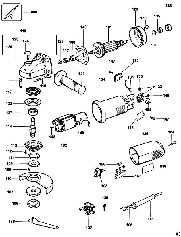 DeWalt DW812 Type 2 Angle Grinder Spare Parts DW812