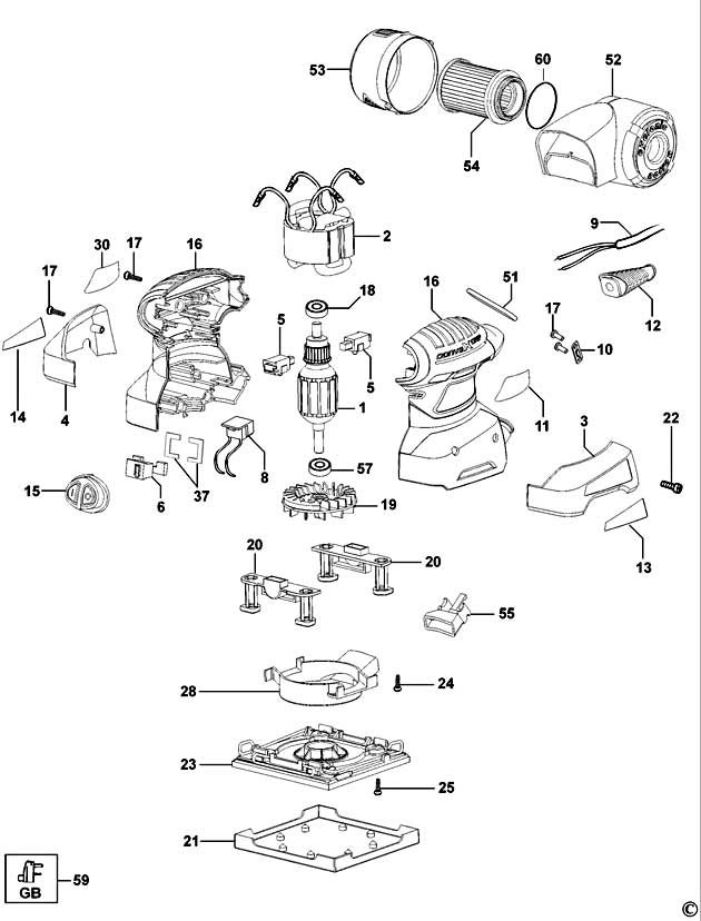 Black & Decker XTA71 Type 1 Palm Grip Sander Spare Parts XTA71