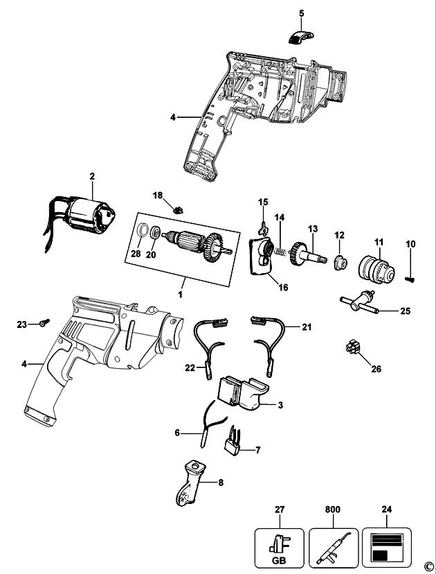 Black & Decker KR50 Type 1 Drill Spare Parts KR50