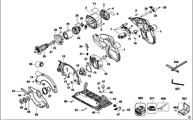 DeWalt DC300KL Type 1 - EU Cordless Circular Saw Spare Parts DC300KL