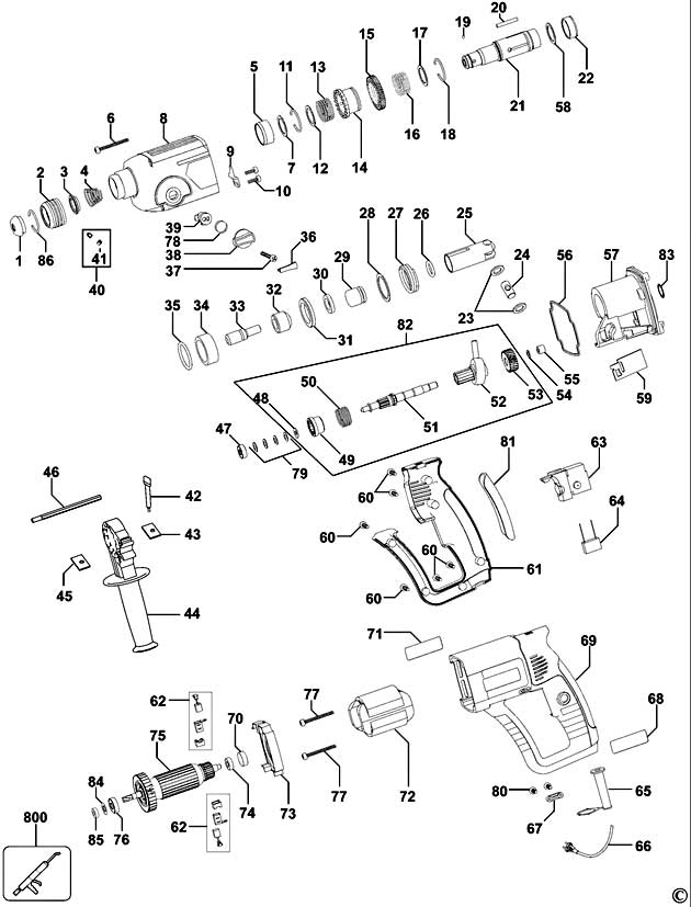 Black & Decker KD650 Type 2 Rotary Hammer Spare Parts KD650