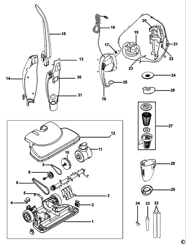 Black & Decker FV2000 Type 1 Floor Vac Spare Parts FV2000