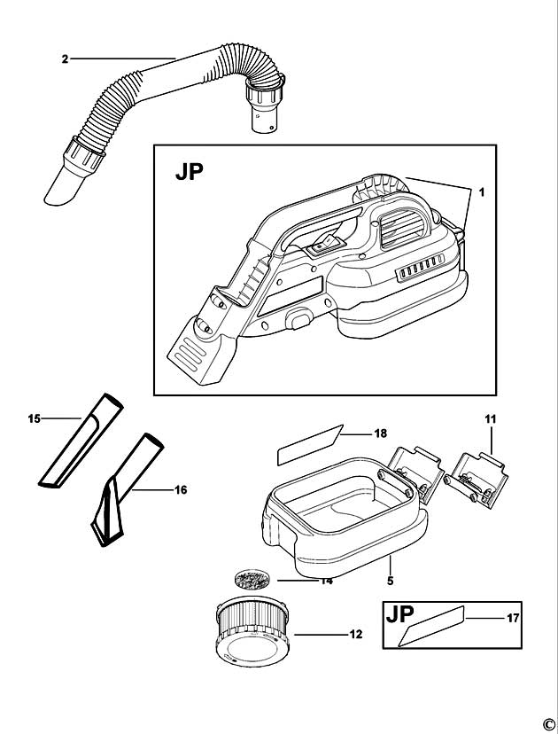 Tubo Di Aspirazione Di Ricambio 1002086-00 Per Aspiratore Dewalt DCV517 18V
