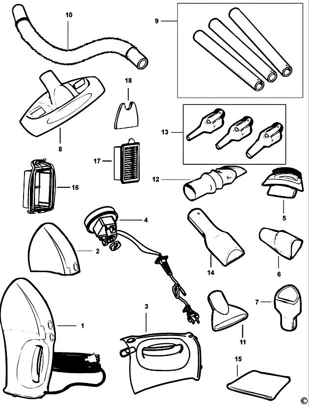 Black & Decker Z-HV7000 Type 1 Dustbuster Spare Parts Z-HV7000