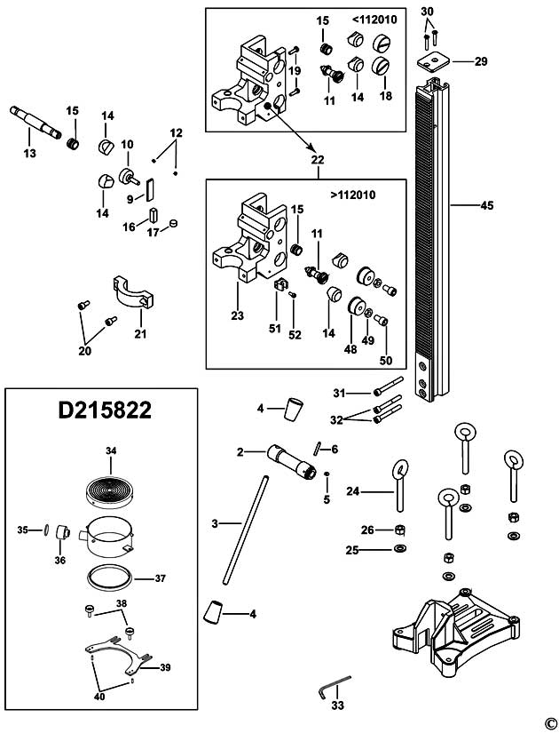 DeWalt D215821 Type 1 Drill Stand Spare Parts D215821