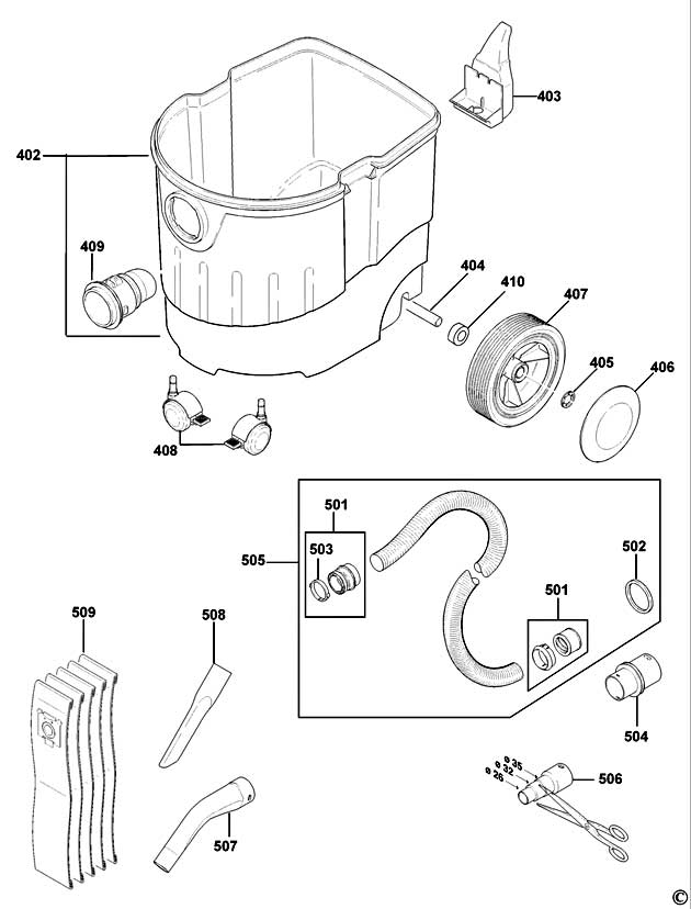 DeWalt D27902 Type 1 Vacuum Extractor Spare Parts D27902