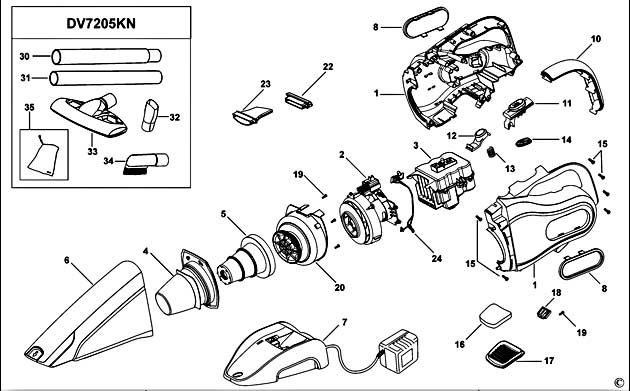 Black & Decker DV7205K Type H1 Dustbuster Spare Parts DV7205K
