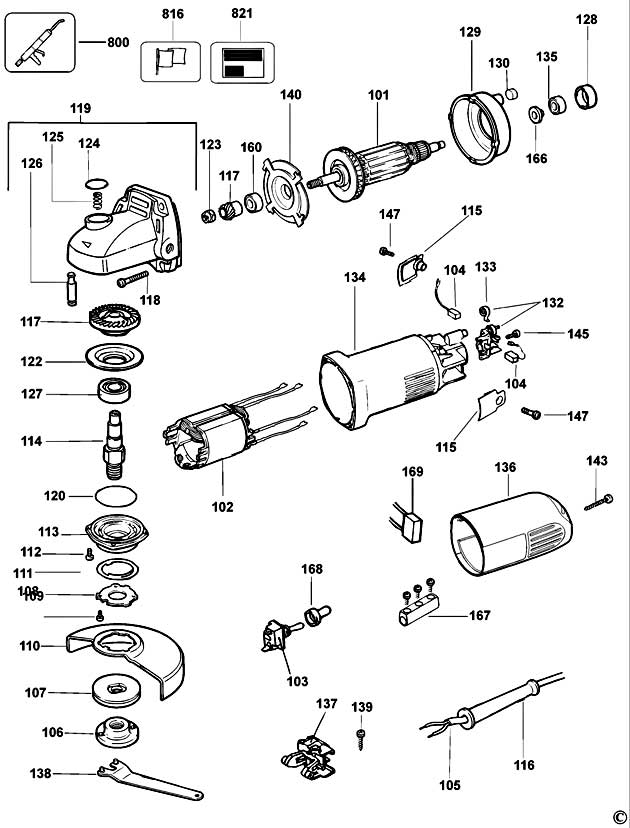DeWalt DW811 Type 1 - A9 Angle Grinder Spare Parts DW811