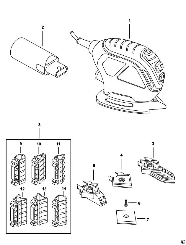 Black & Decker KA168K Type 1 Palm Grip Sander Spare Parts KA168K