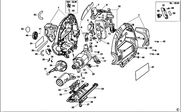 Black & Decker KS950S Type 1 Jigsaw Spare Parts KS950S