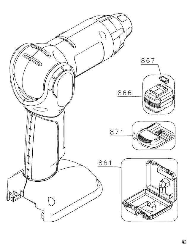Black & Decker XD1200K Type 1 C'less Drill/driver Spare Parts XD1200K
