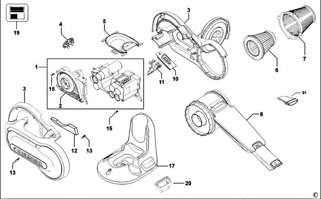 Black & Decker PHV1800C Type 1 Dustbuster Spare Parts PHV1800C