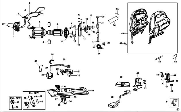 Black & Decker KS800EL Type 1 Jigsaw Spare Parts KS800EL