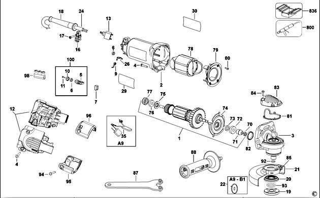 DeWalt D28811 Type 1 Small Angle Grinder Spare Parts D28811