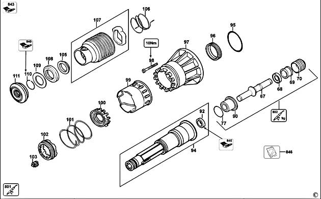 DeWalt D25941K Type 1 Demolition Hammer Spare Parts D25941K