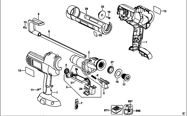 DeWalt DC540 Type 11 Caulk Gun Spare Parts DC540