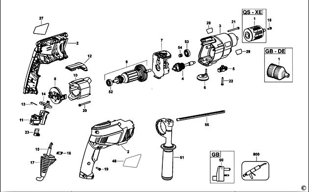 Black & Decker KR910 Type 1 Hammer Drill Spare Parts KR910