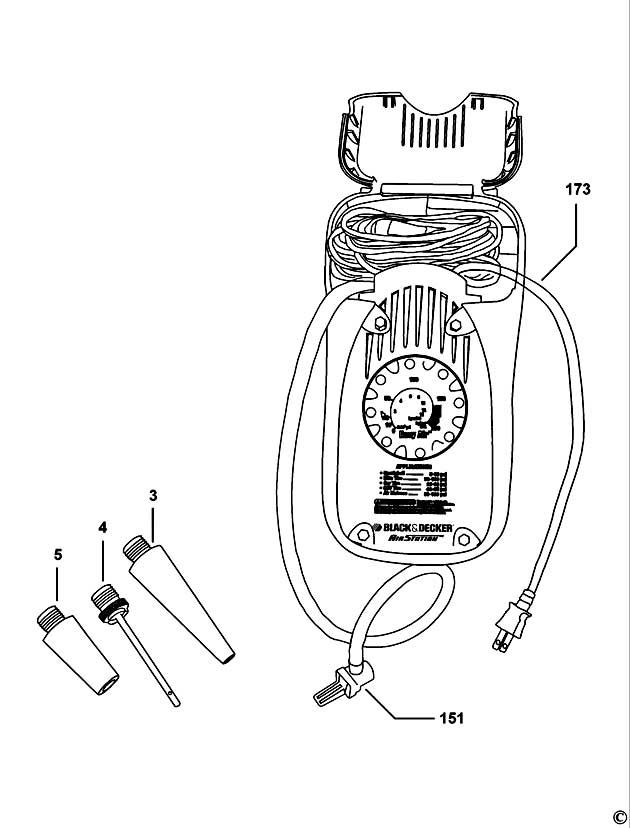 Black & Decker ASI300 Type 0 Inflator Spare Parts ASI300