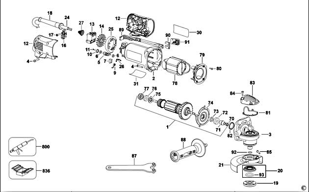 DeWalt D28106 Type 2 Small Angle Grinder Spare Parts D28106
