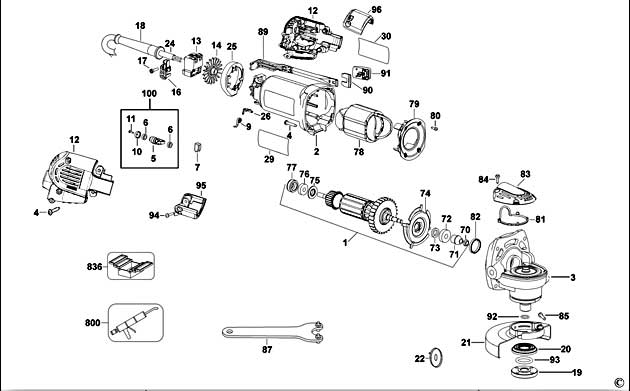 DeWalt D28112X Type 2 Small Angle Grinder Spare Parts D28112X