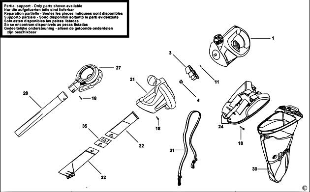Black & Decker GW2610V Type 1 Blowvac Spare Parts GW2610V