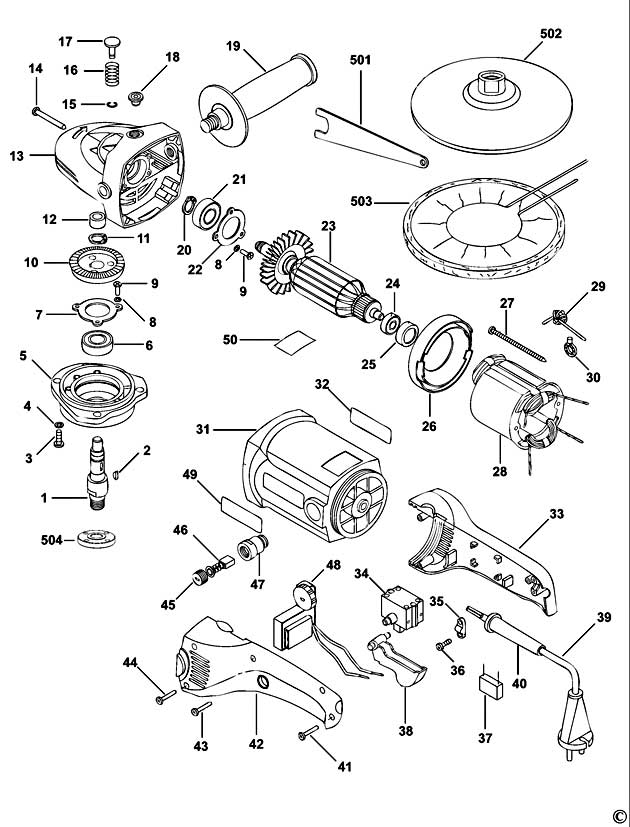 Black & Decker WP1300K Type 1 Polisher Spare Parts WP1300K