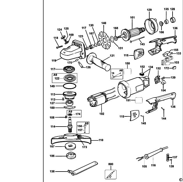 DeWalt DW830 Type 4 Small Angle Grinder Spare Parts DW830
