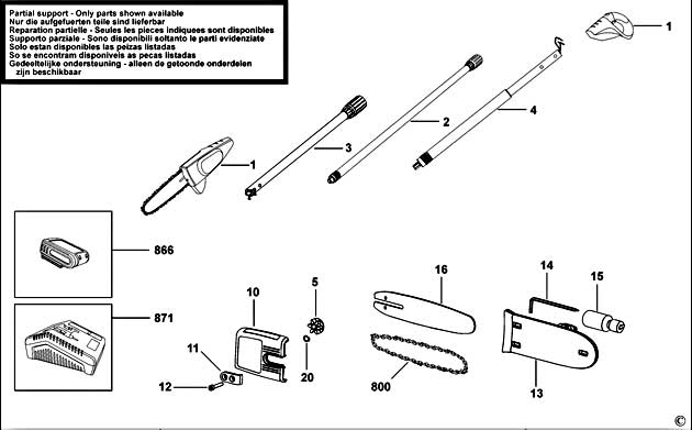 Black & Decker GPC1800L Type H1 Pruner Spare Parts GPC1800L