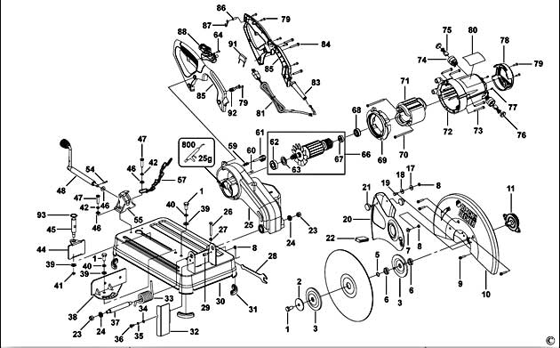 Black & Decker CS2000 Type 1 Chop Saw Spare Parts CS2000