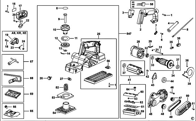 DeWalt D26676 Type 1 Planer Spare Parts D26676