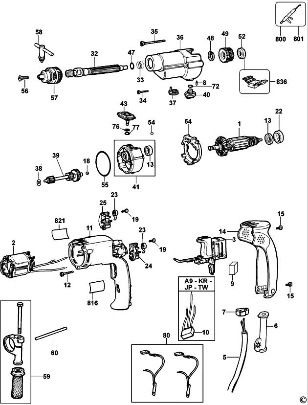 DeWalt D21720 Type 5 Hammer Drill Spare Parts D21720