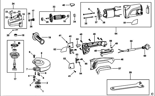 Black & Decker KG2001 Type 3 Angle Grinder Spare Parts KG2001